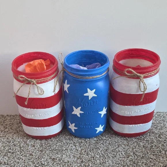 Patriotic Mason Jar Set - Picture 2 of 5